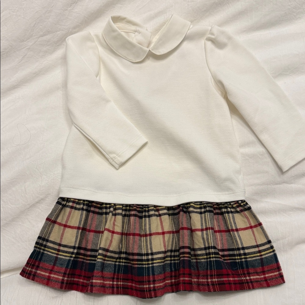 Ralph Lauren Cream Plaid Dress with Peter Pan Collar 9 Months